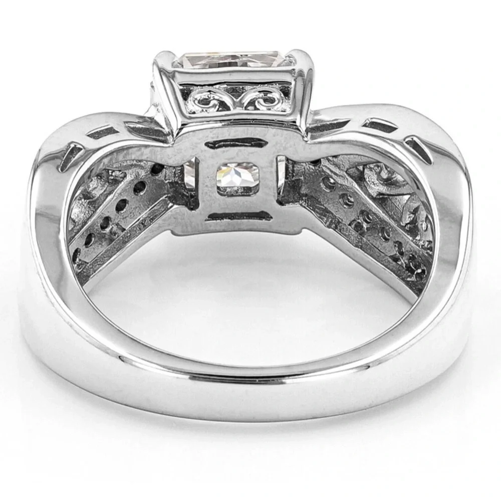 Moissanite Fire Ring Inferno Cut Platineve 925 S Silver Brilliant Size 6